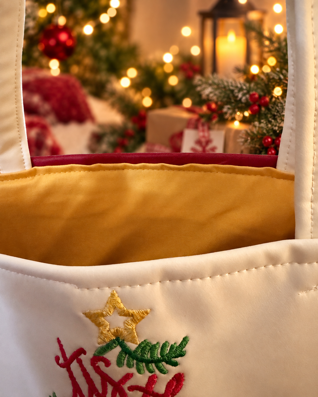 White & Red Christmas Tree Day Bag