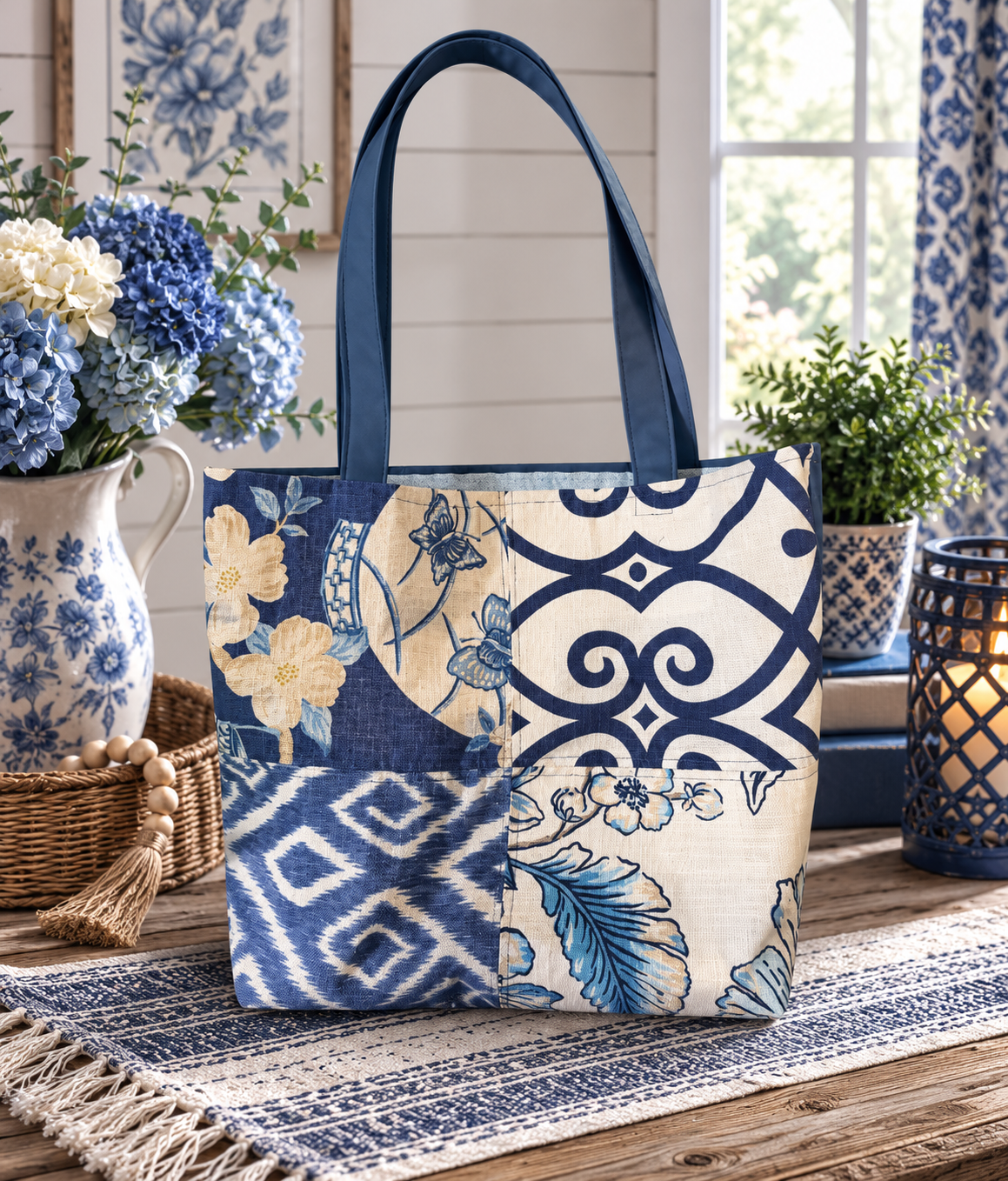 Blue Harmony Patchwork Day Bag