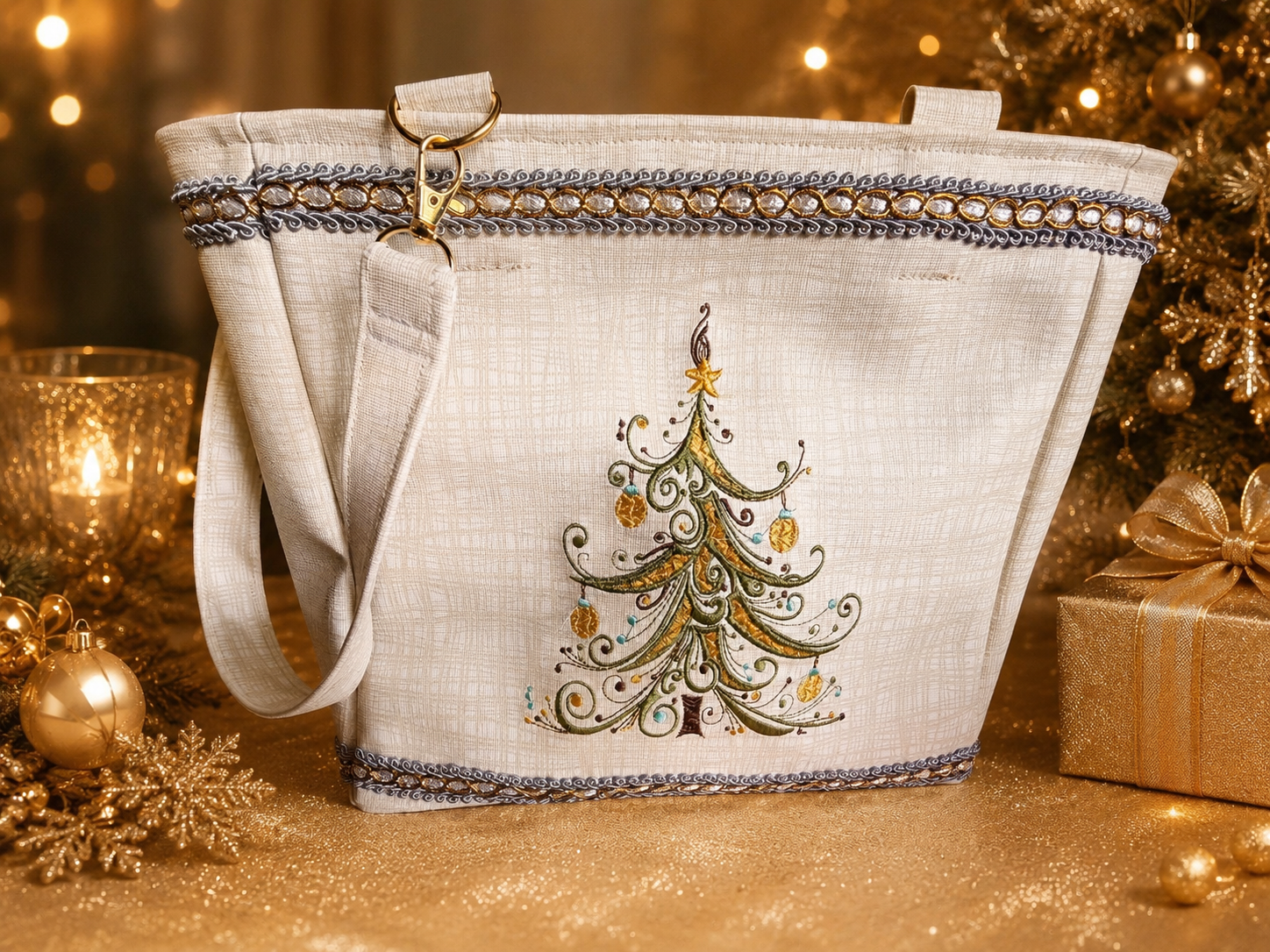 Golden Christmas Tree Day Bag